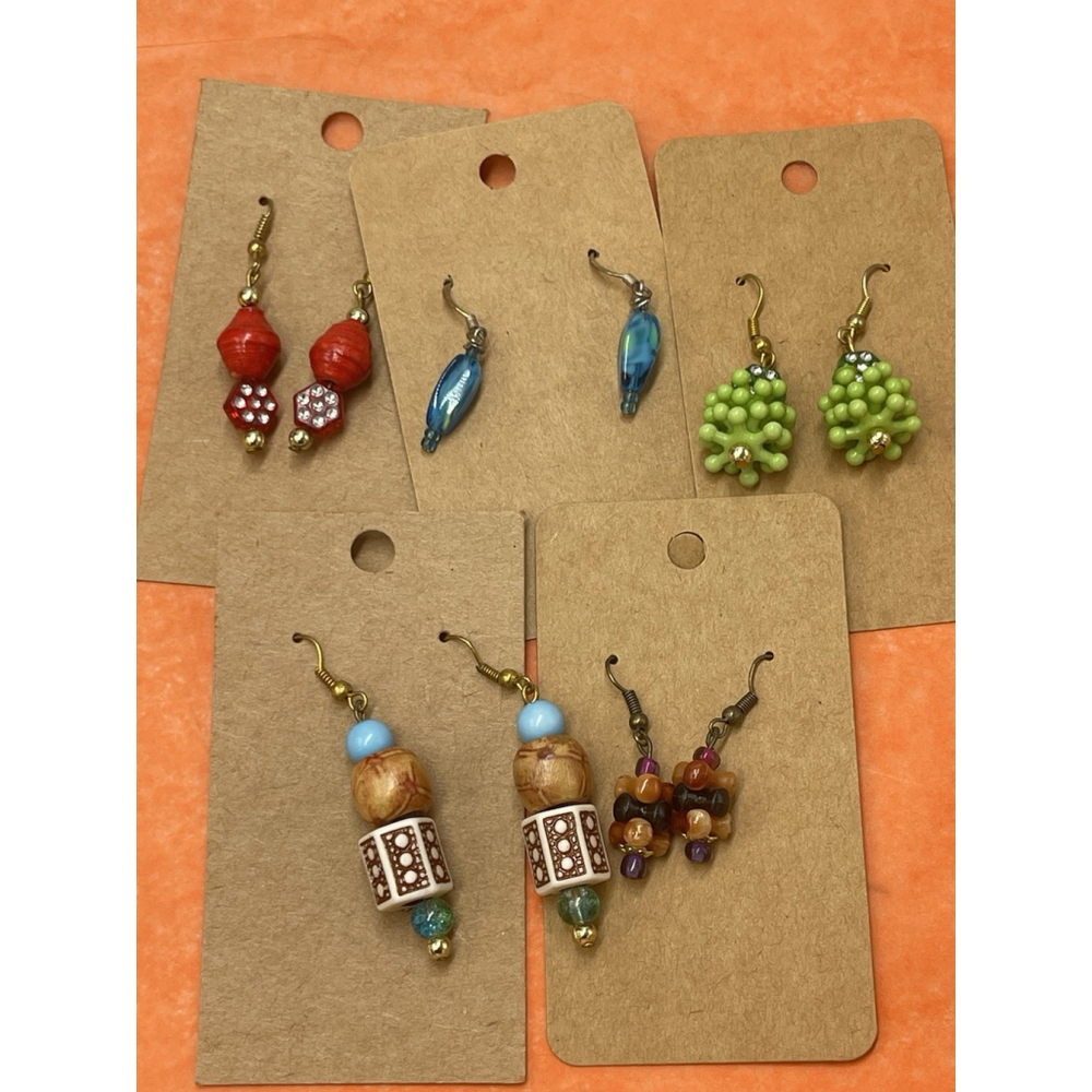 Earrings Lot/5 Multi Color Petite Boho Tribal Gold & Silver Tone Hooks 1-1.5”